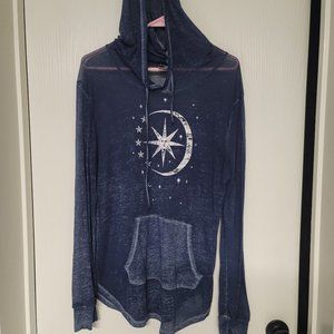 womens thin & see through sun and moon hoodie